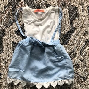 White and blue overall looking dress 2T